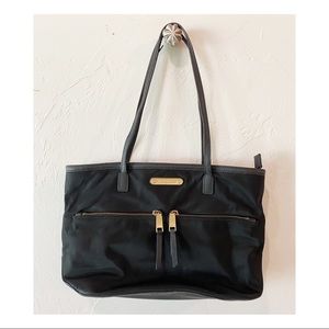 MICHAEL Michael Kors Medium Kempton Pocket Tote Black nylon leather bag purse